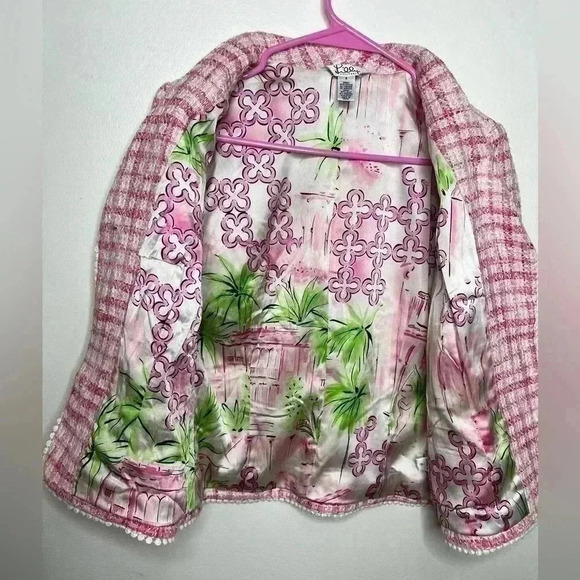 VINTAGE Lily Pulitzer Tweed 3/4 Sleeve Silk Lined Blazer with Matching top Set - Picture 5 of 12
